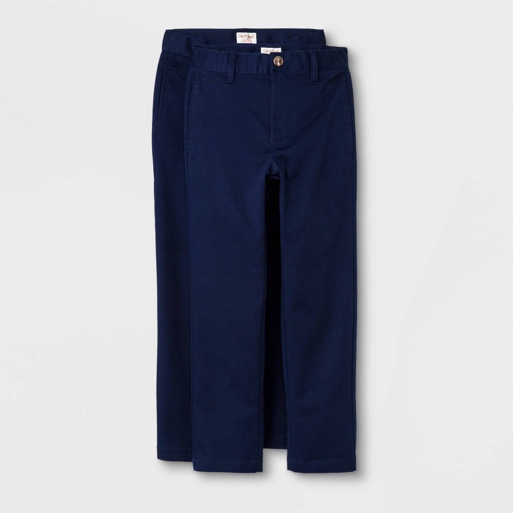 Boys' 2pc Ultimate Flat Front Uniform Chino Pants - Cat & Jack Navy 12, Blue was $20.0 now $14.0 (30.0% off)