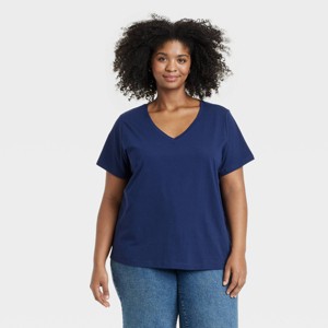 Women's Short Sleeve V-Neck T-Shirt - Ava & Viv™ - 1 of 3