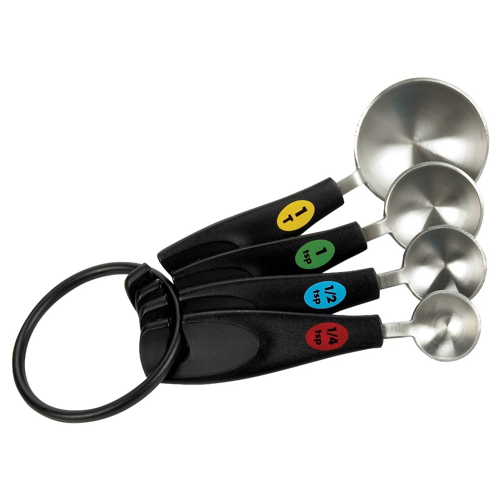 OXO Stainless Steel Measuring Spoons: 5-Piece Set, Dishwasher-Safe, Includes Teaspoon & Tablespoon, Black