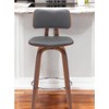 HomeRoots 26" Gray And Wood Brown Faux Leather Swivel Low Back Counter Height Bar Chair - 2 of 4