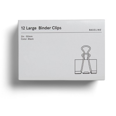 Staples Baseline Binder Clips Large Black 12/Box BL58122