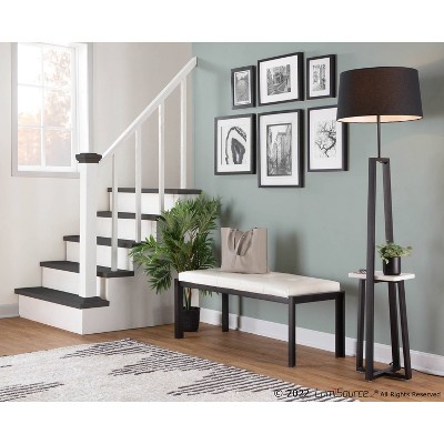 Fuji 46" Plush Black Metal Frame White PU Leather Bench