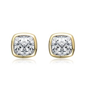 Guili Sterling Silver 14K Gold Plated Stud Earrings with Bezel Set Clear Cubic Zirconia Offer a Sleek, Timeless Look with Subtle Everyday Sparkle - 1 of 3