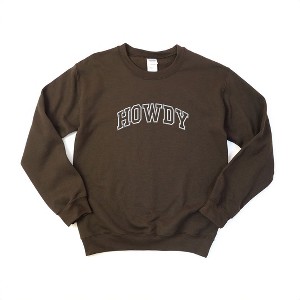 Simply Sage Market Women's Graphic Sweatshirt Embroidered Howdy Varsity Outline - 1 of 3