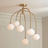 Possini Euro Design Clara 27" Mid Century Modern 6-Light Semi Flush-Mount Ceiling Light Fixture Kitchen Foyer Hallway Warm Brass Finish White Glass - 2 of 4