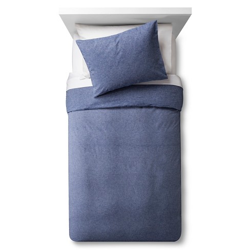 3pc Full Queen Chambray Duvet Cover Set Blue Pillowfort Target
