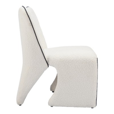 HomeRoots 29" Ivory Faux Shearling And Upholstered Side Chair