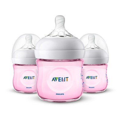 Philips Avent Natural Baby Bottle - Pink - 4oz - 3pk