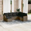 vidaXL 7 Piece Patio Sofa Set with Cushions Gray Poly Rattan - Without Table - 2 of 4
