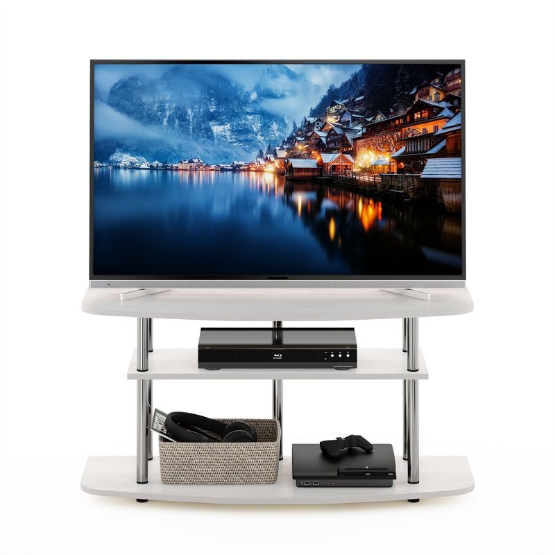 Furinno Frans Turn-N-Tube 3-Tier TV Stand for TV up to 46, White Oak, 5 of 7