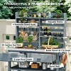 Outdoor 64.9" Potting Bench Table, Potting Bench with Lockable Wheels, Kitchen Island with Wood Frame and Stainless Steel Top-Coolbibila - 3 of 4