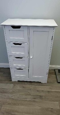 White Wood 4-Drawer 1-Door Bathroom Storage Cabinet - 32.68 H x