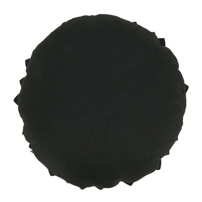 Black Felt Flower Shaped Throw Pillow