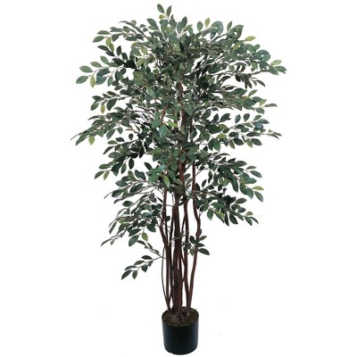 48" Green Silk and Plastic Potted Ruscus Tree