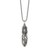 Chisel Stainless Steel Antiqued and with White Cat's Eye Feather Pendant on a 24" Box Chain Necklace - 3 of 4