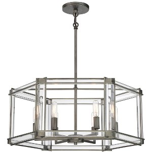 Minka Lavery Antique Nickel Chandelier 24" Wide Industrial Clear Acrylic 6-Light Fixture for Dining Room House Foyer Kitchen Home - 1 of 4