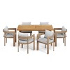 7-Piece Outdoor Patio Dining Set with Aluminum Chairs and Light Gray Cushions, Acacia Wood Table for Backyard or Garden Dining - Maison Boucle - 2 of 4