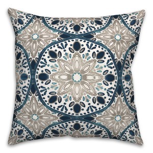 Creative Products Faded Gray Blue Medallions 18x18 Indoor / Outdoor Pillow - 1 of 4