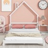 Twin House-Shaped Headboard Floor Bed with Handrails - Low Platform Wood Frame, Sturdy Slats, Easy Assembly, for Kids & Teens - 3 of 4