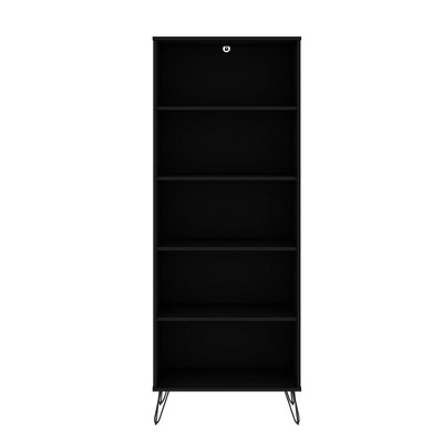 69.29" Rockefeller 5 Shelf Bookcase Black - Manhattan Comfort