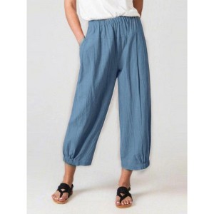 Pants for Women High Waisted Wide Leg Yoga Capris Crop Pants Sweatpants with Pockets - 1 of 3