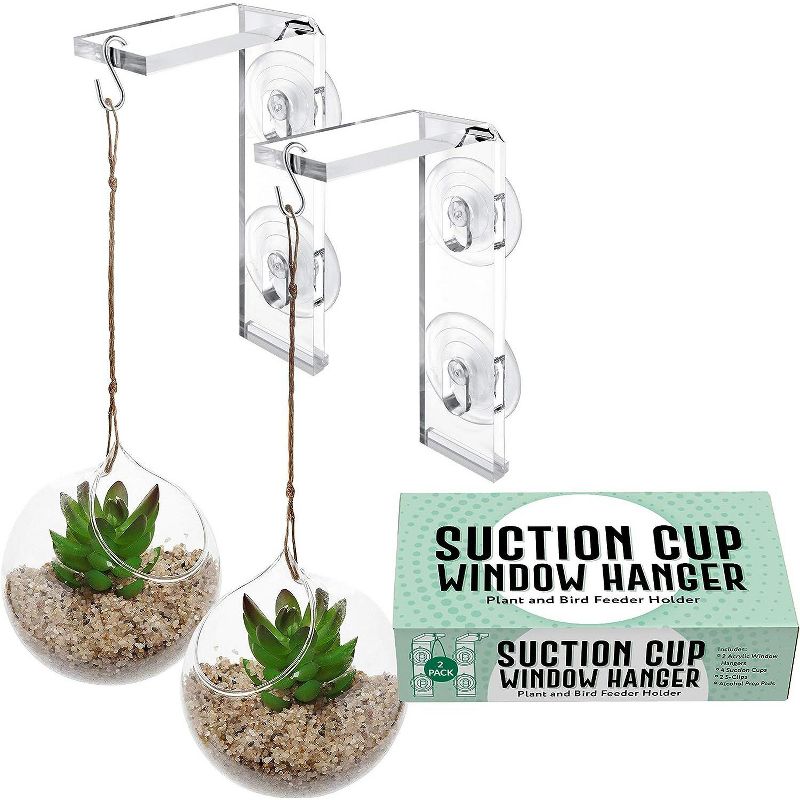 IMPRESA 2-Pack Suction Cup Window Hanger, Hang Plants Indoors/Outdoors, Window Hanger for Bird Feeders, Ornaments & Wind Chimes, Strong Suction Cups, 1 of 7