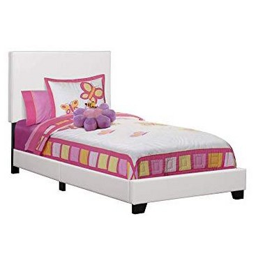Monarch Specialties Bed, Twin Size, Bedroom, Upholstered, White Leather Look, Transitional