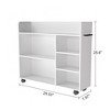 VECELO 3-Tier Bookshelf, Wood with Lockable Wheels,  25.6-Inch Bookcase with Adjustable Storage Shelves for Home Office, White - 3 of 4