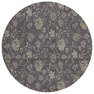 Taupe And Beige Floral Washable Indoor Outdoor Area Rug - 1 of 4