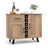 Costway 2-Door Wine Bar Cabinet Kitchen Sideboard Buffet with Drawer & Adjustable Shelves
