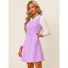 Allegra K Women's V Neck Button Decor Elegant Contract Panel Mini Dress - 2 of 4
