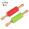 Unique Bargains Silicone Smooth Non-Stick Wooden Handle Kitchen Rolling Pin 2 Pcs - 3 of 4