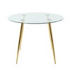 Gulches 39.4" Round Dining Table, Clear Tempered Glass Top & Gold-Plated Metal Legs, Modern Minimalist Table for Kitchen/Dining Room - 2 of 4