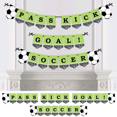 Big Dot of Happiness Goaaal - Soccer - Baby Shower or Birthday Party Bunting Banner - Party Decorations - Pass Kick Goal Soccer