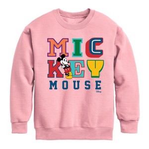 Boys' - Disney - Mickey Mouse Different Letters Graphic Long Sleeve Fleece Sweatshirt - 1 of 4