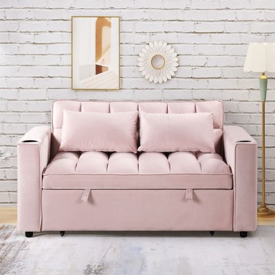 Kumasinova 58 Inch Sofa Bed,Convertible Sofa Bed with Cup Holder and USB Port,Pull Out Sofa Bed for Living Room,Apartment,Office