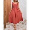 Women's Maternity Dress Casual Summer Round Neck Short Sleeve Smocked High Waist Maxi Dress with Pockets - 3 of 4