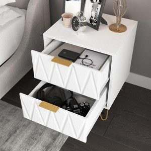 CIPACHO 2 White Modern Bedroom Night Stands with 2 Drawers Wood & Golden Metal Legs Also for Living Room - 1 of 4