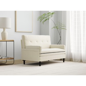 Okak Loveseat Sleeper Sofa, Convertible 2 seater Sofa Bed with Reclining Backrest and 2 Armrests for Small Apartments, living Room, Ivory - 1 of 4