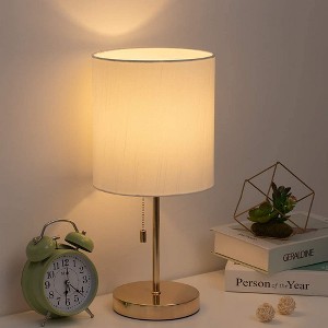 Oumilen Gold Modern Desk Lamp with Metal Base, White Shade - 1 of 1