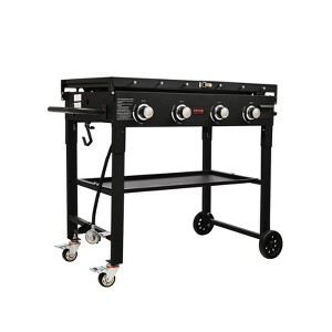 CAVINAS 36" Flat Grills Outdoor Cooking Cart Kabob Grill Steel Small Gas Grill Suitable for Outdoor, Black - 1 of 4