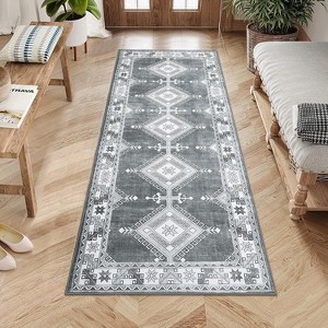 Washable Farmhouse Area Rug,Low-Pile Non-Slip Indoor Carpet for Bedroom, Nursery, Playroom, Dining Room & Kitchen - 1 of 4