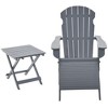 Resenkos 3-Piece Folding Chair With Ottoman And Side Table, Outdoor Wooden Fire Pit Chairs w/ High-back, Wide Armrests, White - 2 of 4