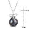 EVERLY JEWELRY | Sterling Silver 12-12.5mm Black Cultured Freshwater Pearl and White Topaz Bow Pendant with Chain - 18 in - 3 of 4