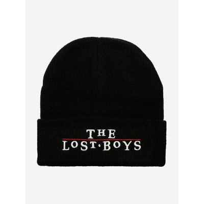 The Lost Boys Embroidered Logo Black Ribbed Knit Beanie