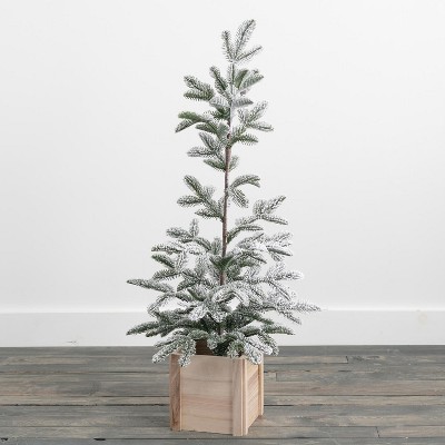 Sullivans Artificial 4'9" Pine with Snow Tree, Green