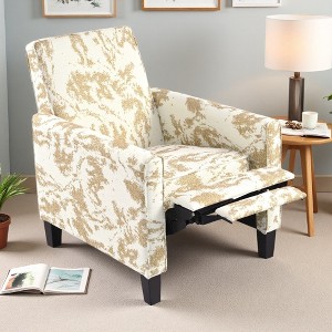 27.5" Push Back Recliner Chair with Polyester Upholstery and Solid Beech Wood Legs - 1 of 4