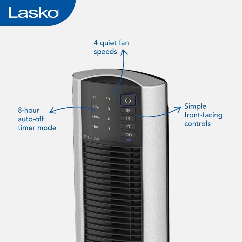 Lasko XtraAir 48 In. Tower Home Fan Air Ionizer with Remote Control (2 Pack), 4 of 7