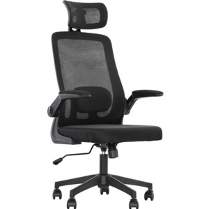 TopComfy Accent Chairs Mesh Office Chair Desk Chair with Flip up Armrest Rotatable Headrest Lumbar Support for Office, Black, 24.4"*24.4"*50" - 1 of 4
