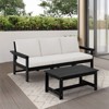 Hyleory Modern HDPE 3-Seater Sofa Set with Removable Soft Cushions and Wide Slat Coffee Table - Durable Weather-Resistant Easy-Clean Design - 3 of 4